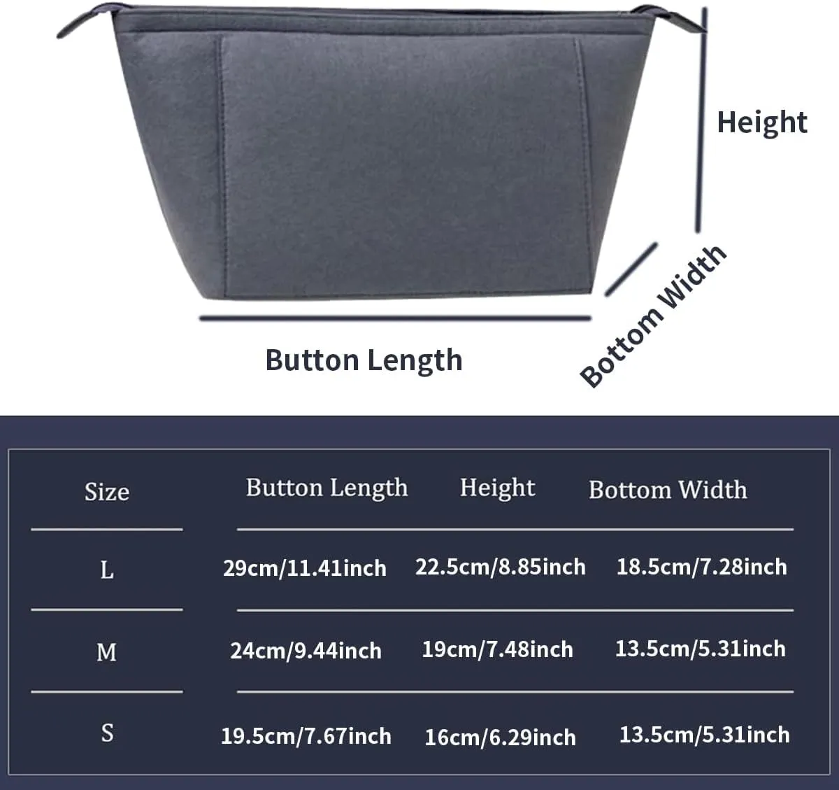 Purse Organizer Insert for Handbags – Felt Bag Organizer with Zipper, Multi-Pocket Divider for Longchamp, Totes, and Travel Bags, Inner Bag Liner for Women (Dark Grey,M)