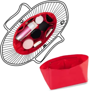 Purse Organizer Insert For Handbags,Purse Organizer with Zipper Pocket silky Bag Organizer For Speedy, Neverfull, ONTHEGO, BOOK Tote, Longchamps 4 Sizes (Medium, Nylon Red)