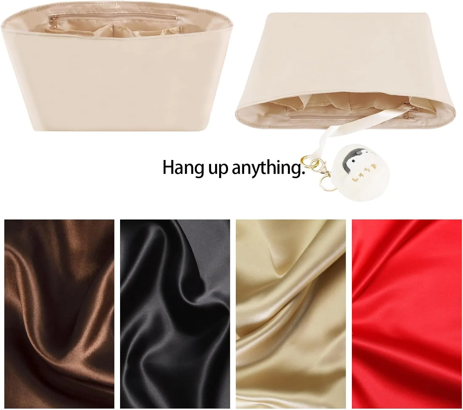 Purse Organizer Insert, Nylon Beige, X-Large (14.2"L x 6.1"W x 7.1"H), 7 Pockets, Lightweight, Perfect for Neverful GM, ONTHEGO GM