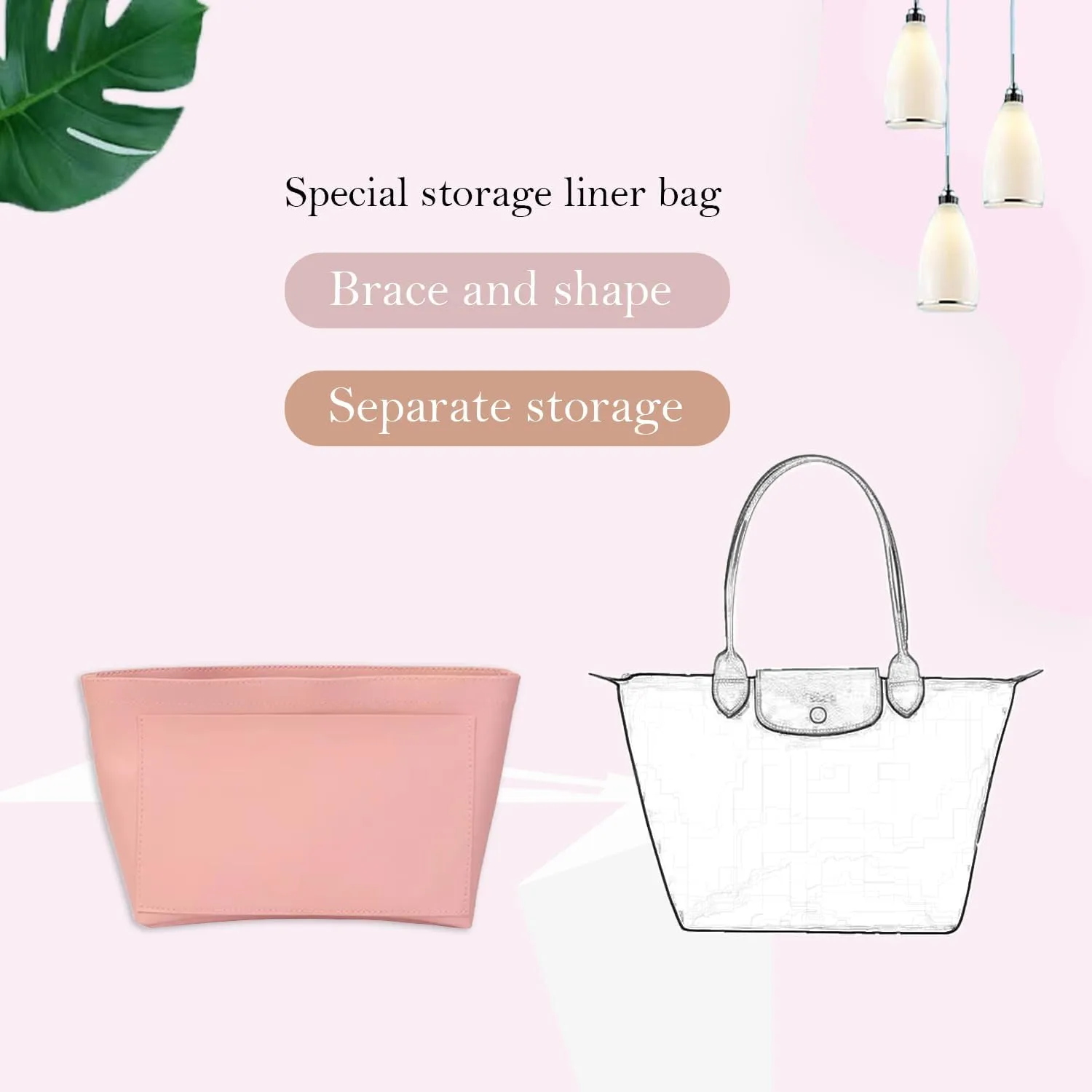 Purse Organizer, Multi-Pocket Felt Handbag Organizer, Folding Tote Bag organizer insert for Insert Wallet Organizer Suitable for Longchamp (Brown, Small)