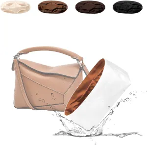 Puzzle Bag Organizer Insert, Lightweight Portable Purse Inner Compatible with Loewe Puzzle Mini Bag, Made of Waterproof Dupontpaper Surface and Silky Satin Lining (Puzzle Mini, Cognac)