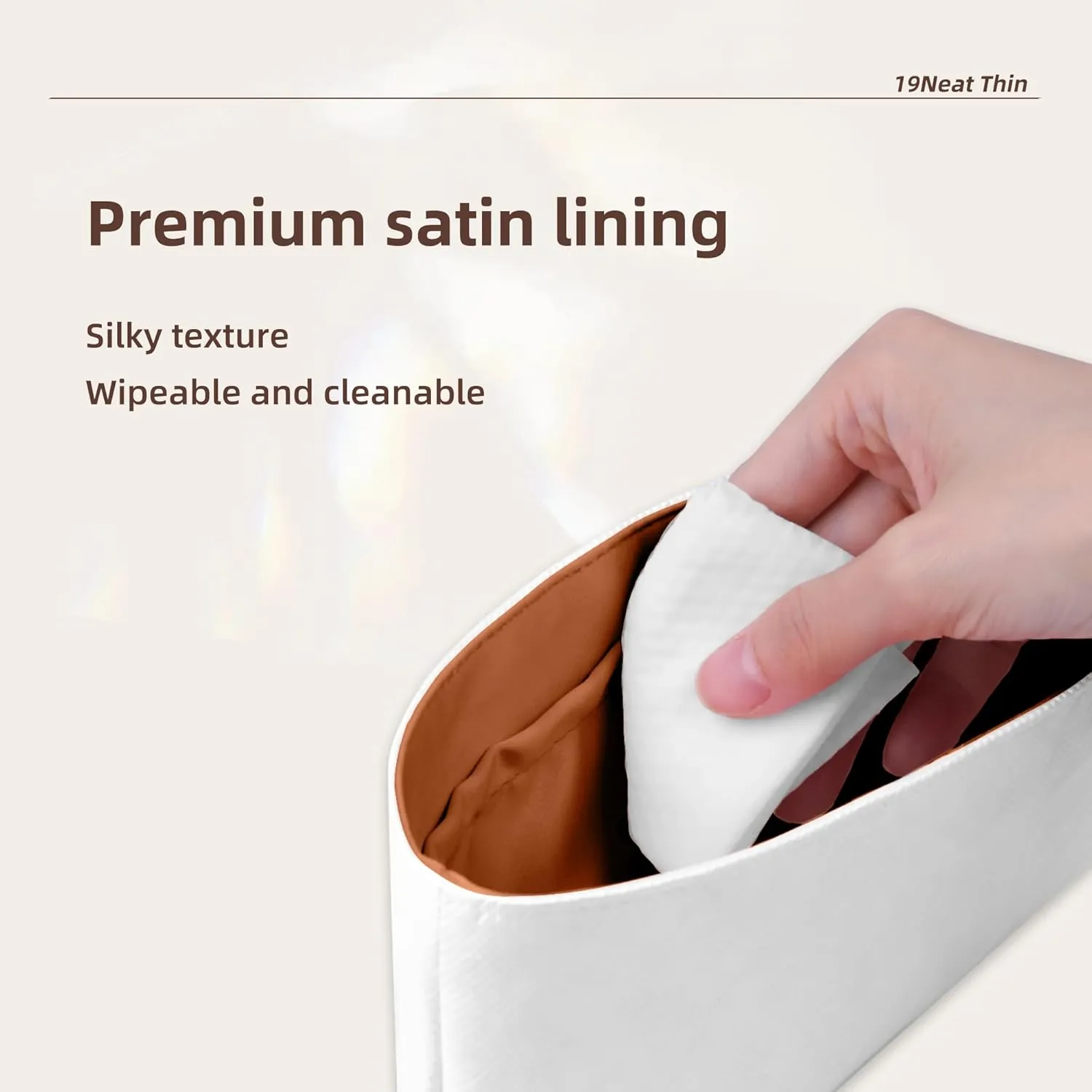 Puzzle Bag Organizer Insert, Lightweight Portable Purse Inner Compatible with Loewe Puzzle Mini Bag, Made of Waterproof Dupontpaper Surface and Silky Satin Lining (Puzzle Mini, Cognac)