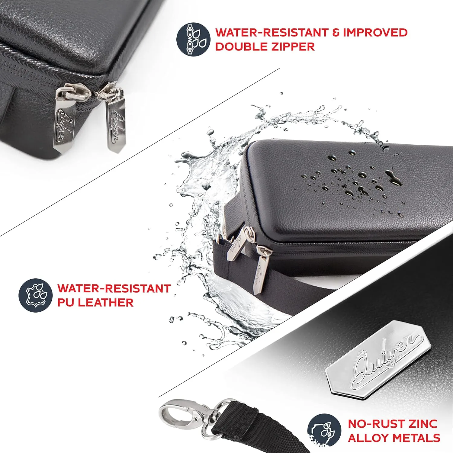 Quiver Time Black Quiver Card Carrying Case - TCG Cards Deck Box Holder for Trading Cards, MTG Bag Playing Card Case ( Wrist & Shoulder Strap, Dividers, Separators, Corner Pads   100 Apollo Sleeves)
