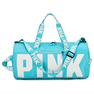 "pink" Sports Duffle Bag In Sky Blue