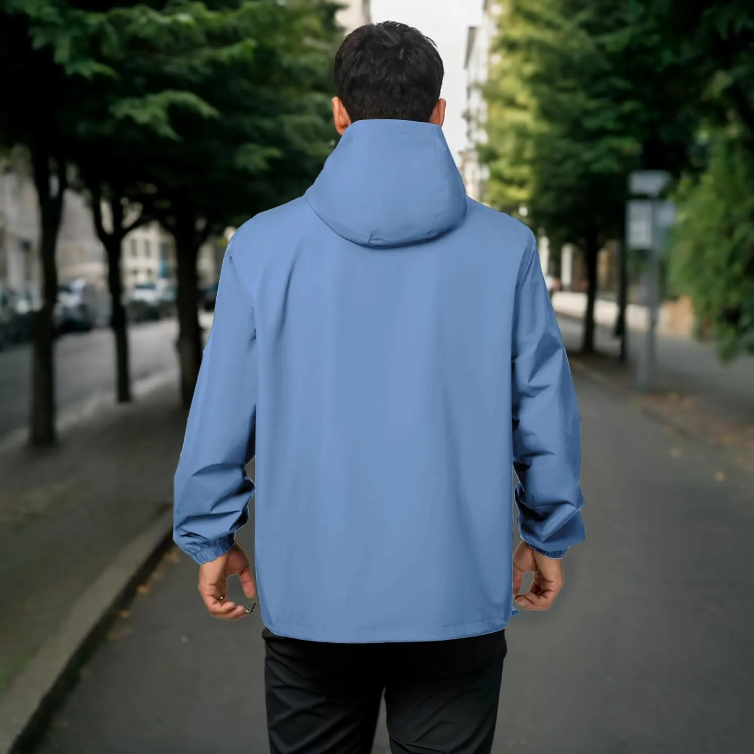 Rain Jacket Men Waterproof Windbreaker Lightweight Hooded Casual Coat for Daily Hiking Cycling Coat