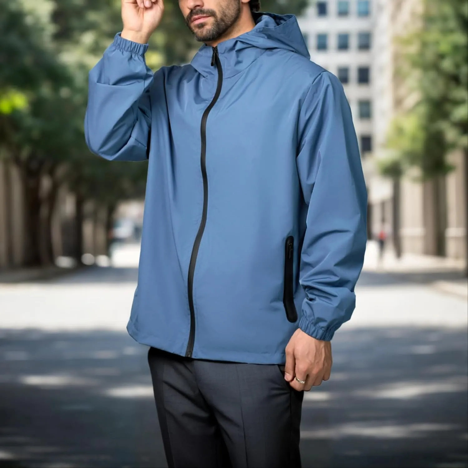 Rain Jacket Men Waterproof Windbreaker Lightweight Hooded Casual Coat for Daily Hiking Cycling Coat