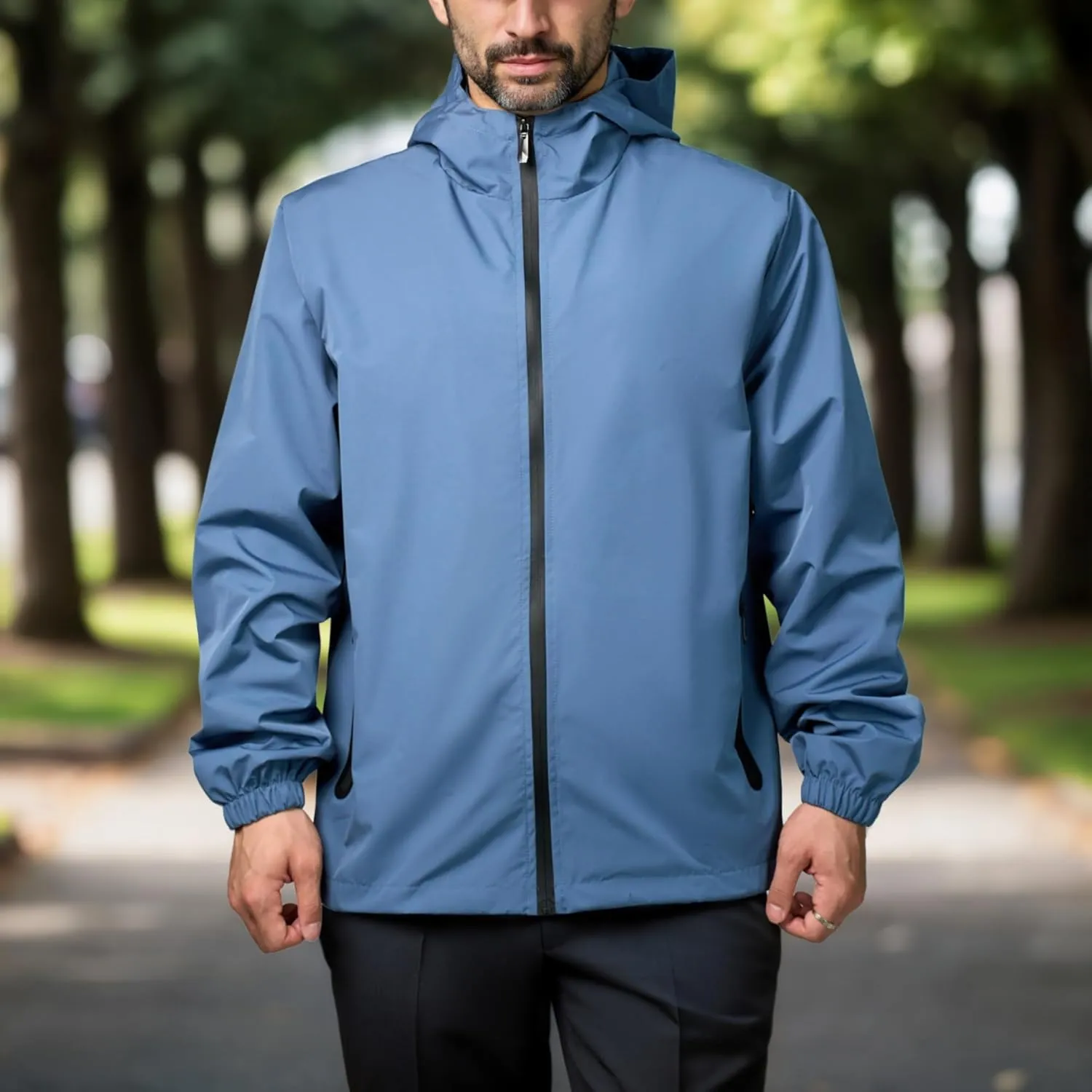 Rain Jacket Men Waterproof Windbreaker Lightweight Hooded Casual Coat for Daily Hiking Cycling Coat
