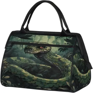 Rainforest Jungle Python Travel Duffle Bag, Waterproof Duffel Bag Weekender Overnight Carry On Bag Lightweight Sport Gym Bag for Men Women