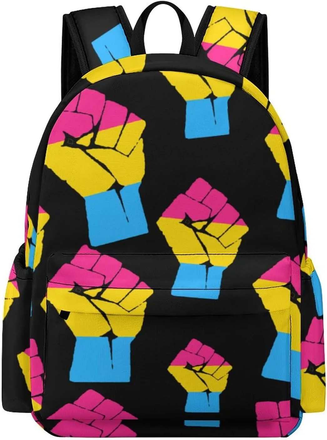 Raised Fist Pansexuality Proud Flag Fashion Laptop Backpack Purse Travel Backpack Casual Shoulder Bag for Work Shopping Camping