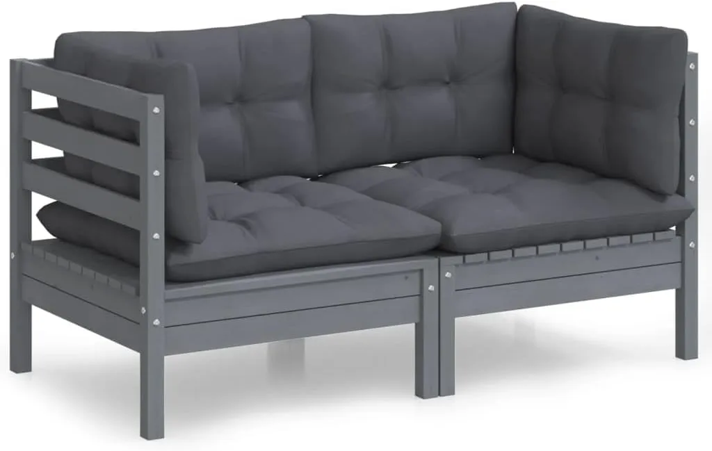 Rattan Outdoor Furniture,broyhill Outdoor Furniture,2-Seater Patio Sofa with Anthracite Cushions Solid PinewoodSuitable for Outdoor Courtyard Leisure