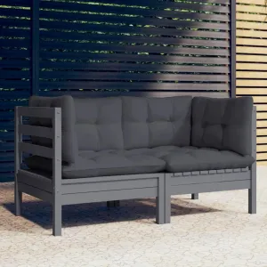 Rattan Outdoor Furniture,broyhill Outdoor Furniture,2-Seater Patio Sofa with Anthracite Cushions Solid PinewoodSuitable for Outdoor Courtyard Leisure