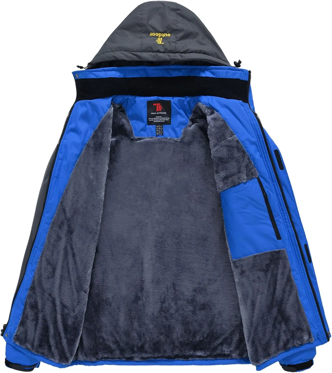Rdruko Men's Ski Snow Jacket Waterproof Insulated Fleece Outdoor Mountain Hooded Winter Coat