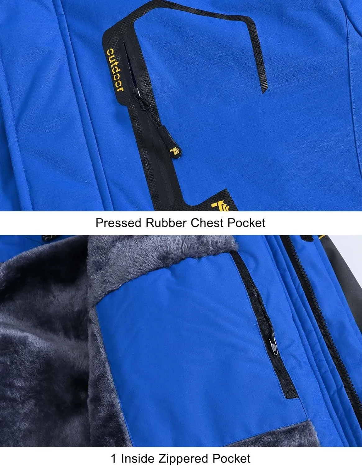 Rdruko Men's Ski Snow Jacket Waterproof Insulated Fleece Outdoor Mountain Hooded Winter Coat