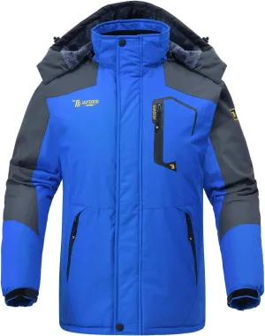 Rdruko Men's Ski Snow Jacket Waterproof Insulated Fleece Outdoor Mountain Hooded Winter Coat
