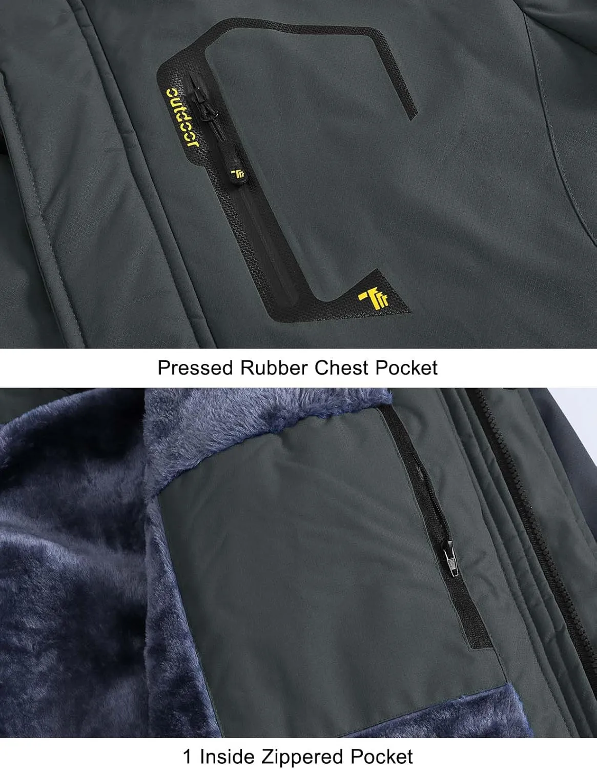 Rdruko Men's Ski Snow Jacket Waterproof Insulated Fleece Outdoor Mountain Hooded Winter Coat