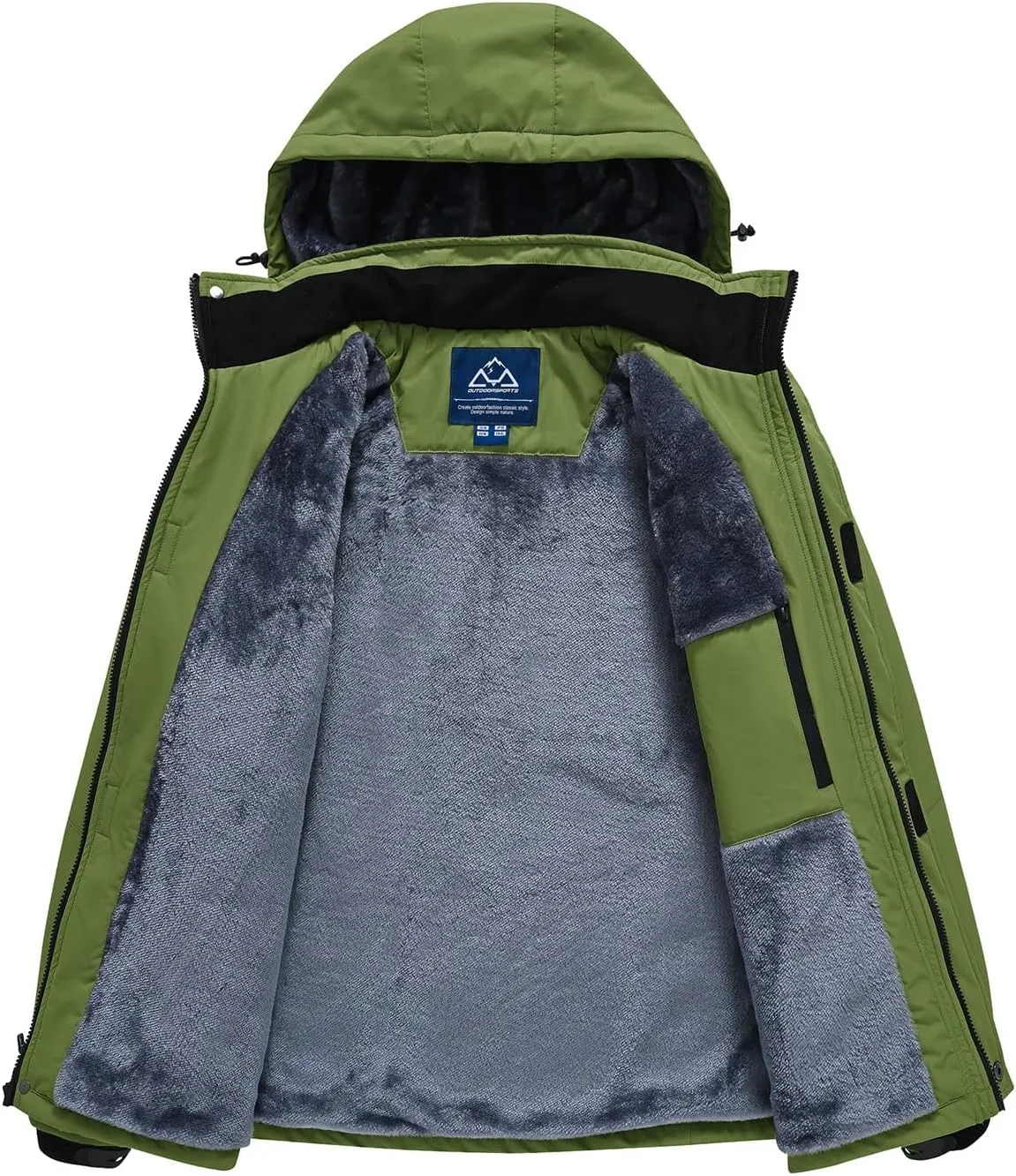 Rdruko Men's Ski Snow Jacket Waterproof Winter Insulated Fleece Hooded Outdoor Mountain Coat