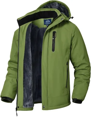 Rdruko Men's Ski Snow Jacket Waterproof Winter Insulated Fleece Hooded Outdoor Mountain Coat