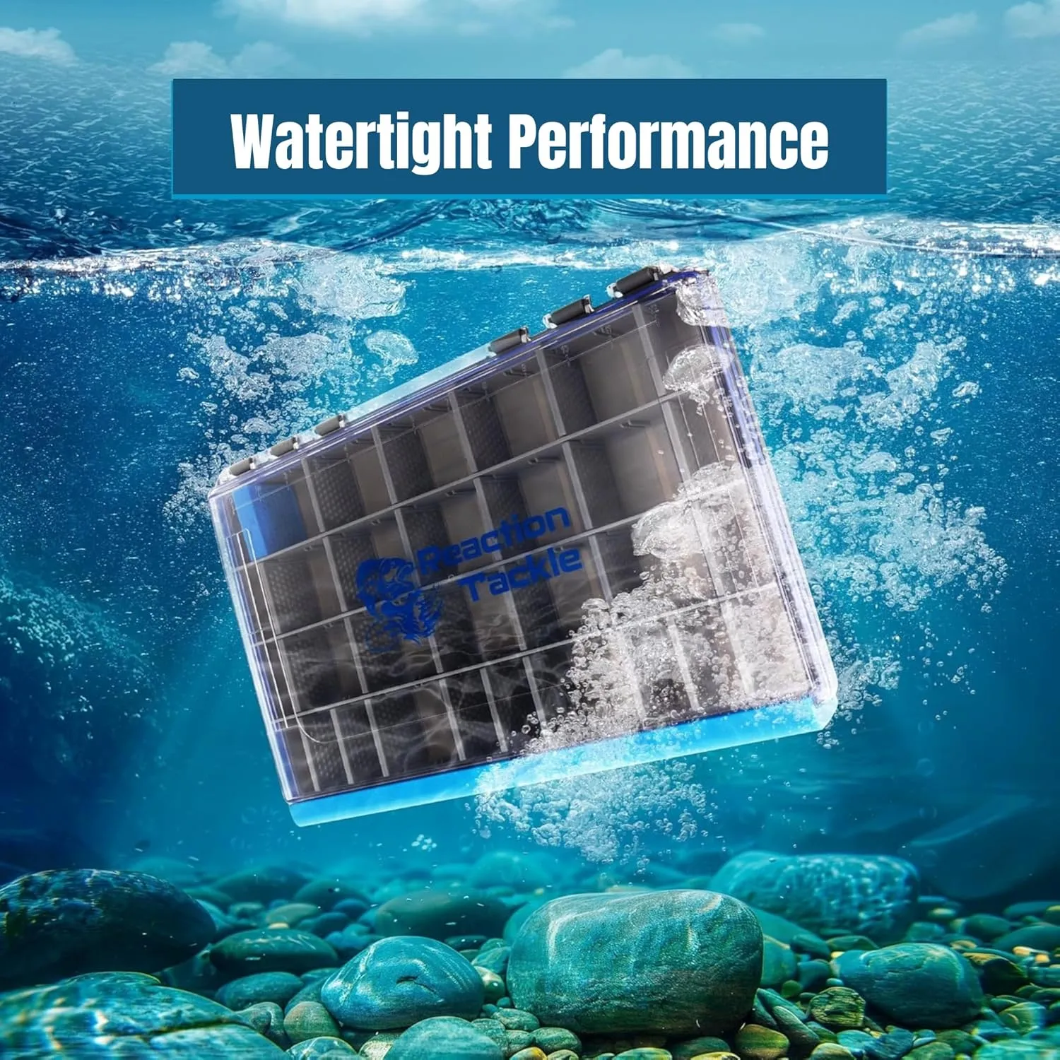 Reaction Tackle UltraSeal Water Resistant Fishing Tackle Trays- Tackle Organizer with Removable Dividers- 3600 and 3700 Tackle Storage