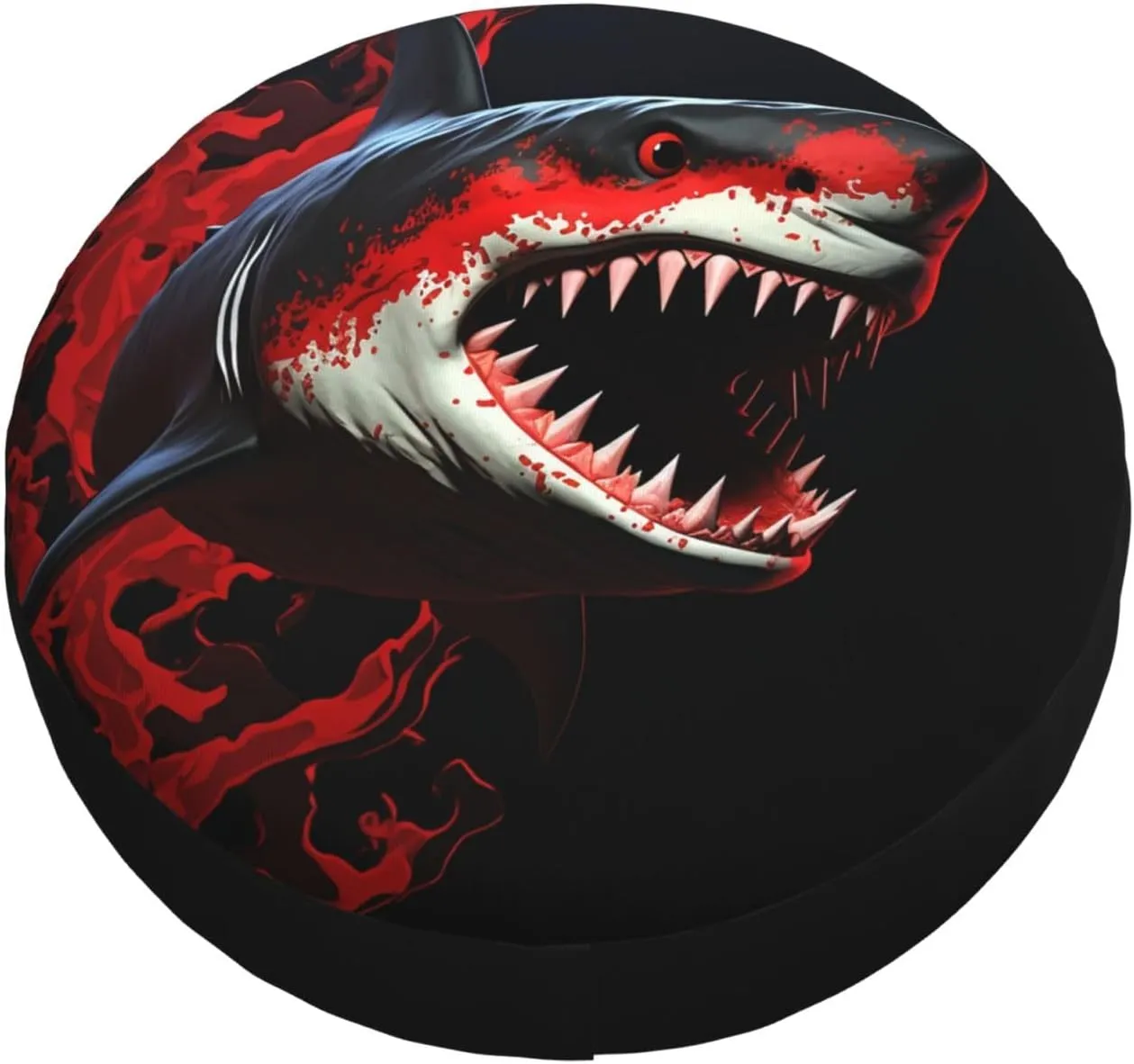 red-Black Shark Tire Cover Outdoor Waterproof Snow Sun Rain Wheel Cover Portable Wheel Bags Camper Spare Tire Cover Universal Car Tire Protectors for Trailer RV SUV