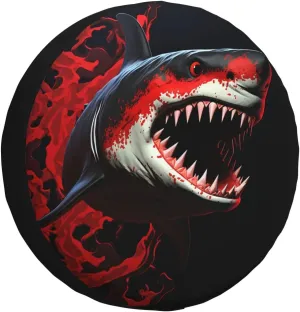 red-Black Shark Tire Cover Outdoor Waterproof Snow Sun Rain Wheel Cover Portable Wheel Bags Camper Spare Tire Cover Universal Car Tire Protectors for Trailer RV SUV
