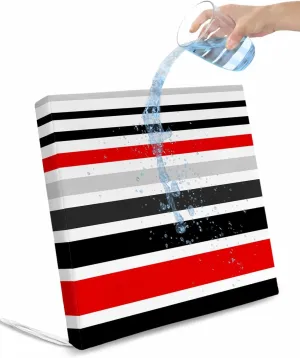 Red Black Stripe Outdoor Cushion Chair Cover Set of 4 - Waterproof Couch Seat Covers, Modern Abstract Coarse Striped Patio Furniture Protector Cushions Slipcovers for Sofa/RV, 22"x20"x4"