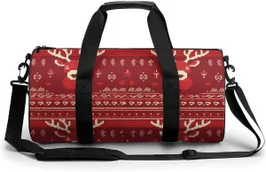 Red Deer Face Pattern Gym Bag Sport Gym Tote Bag Lightweight Duffle Bag Carry On Weekender Bags for Women Men