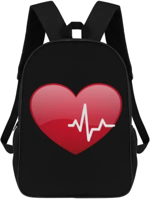 Red Heartbeat 17 Inch Travel Backpack Casual Daypacks Computer Shoulder Bag for Work Shopping Unisex