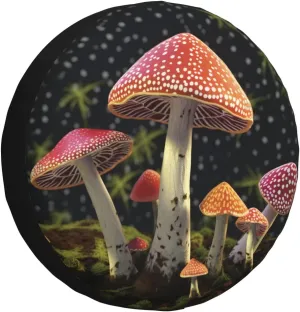 Red Mushroom Tire Cover Outdoor Waterproof Snow Sun Rain Wheel Cover Portable Wheel Bags Camper Spare Tire Cover Universal Car Tire Protectors for Trailer RV SUV