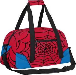 Red Spider Web Kids Overnighter Duffel Bags for Boys Girls, Carry-On Size Sports Gym Bag for School Practice or Overnight Travel Weekender Sleepover Workout Tote Bag