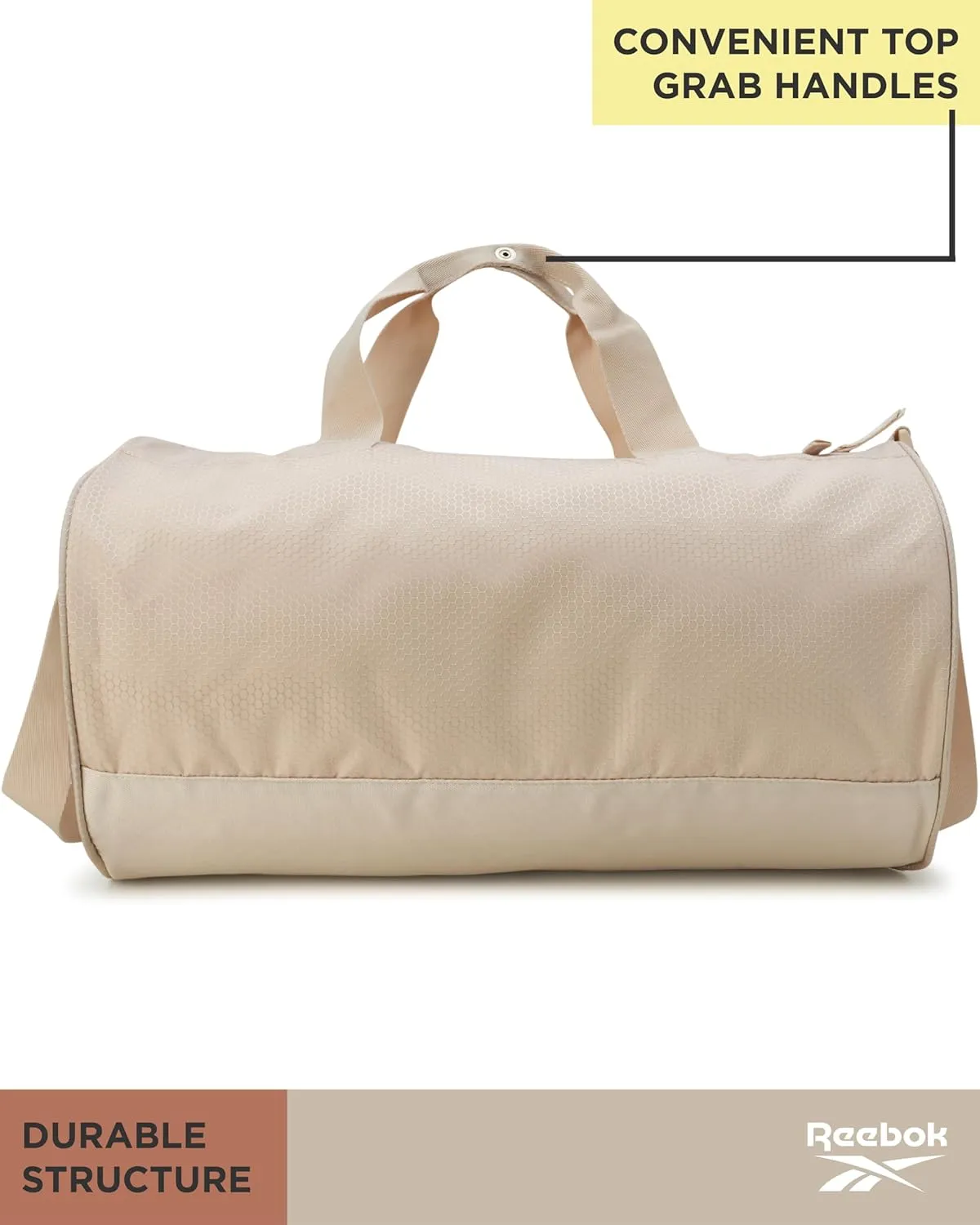 Reebok Duffle Bag - Unisex Lightweight Gym, Sports and Travel Carry On Weekender Bag for Men and Women, Size One Size, Perth II Light Brown