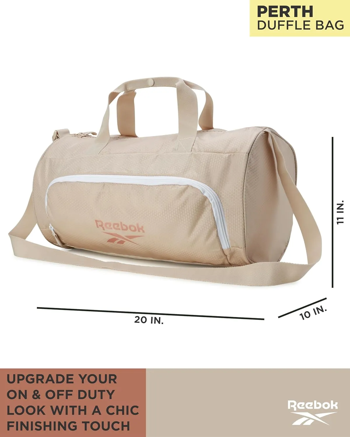 Reebok Duffle Bag - Unisex Lightweight Gym, Sports and Travel Carry On Weekender Bag for Men and Women, Size One Size, Perth II Light Brown