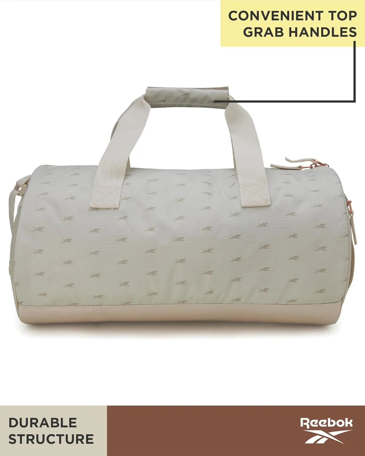 Reebok Duffle Bag - Unisex Lightweight Gym, Sports and Travel Carry On Weekender Bag for Men and Women, Size One Size, Plyo Cream