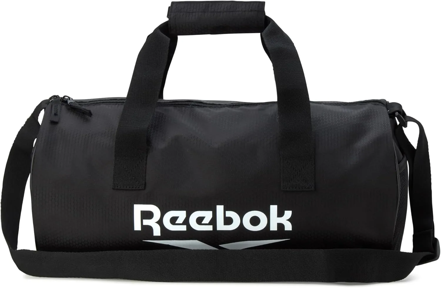 Reebok Duffle Bag - Unisex Lightweight Gym, Sports and Travel Carry On Weekender Bag for Men and Women, Size One Size, Plyo Jet Black With White Logo