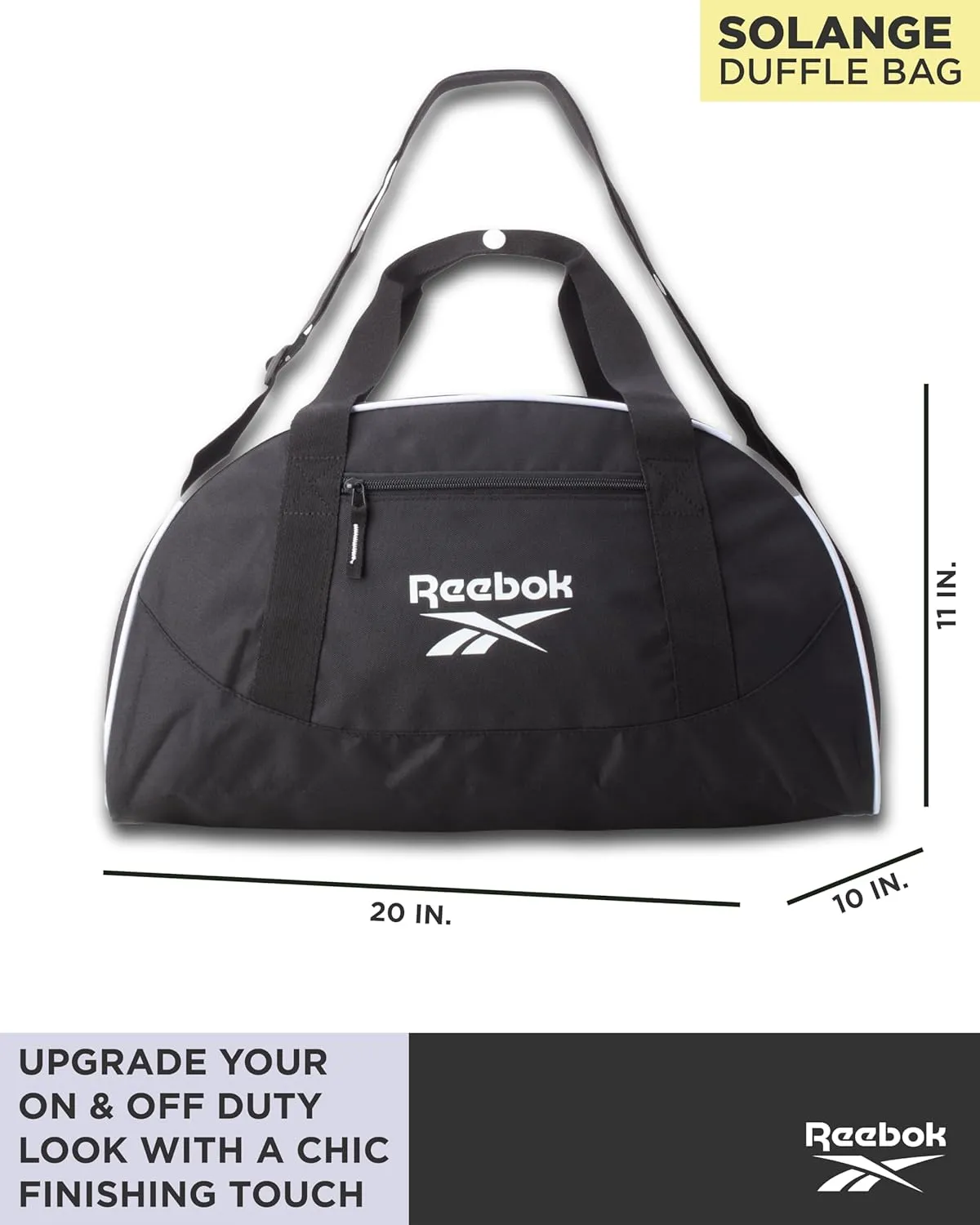 Reebok Duffle Bag - Unisex Lightweight Gym, Sports and Travel Carry On Weekender Bag for Men and Women, Size One Size, Solange Black