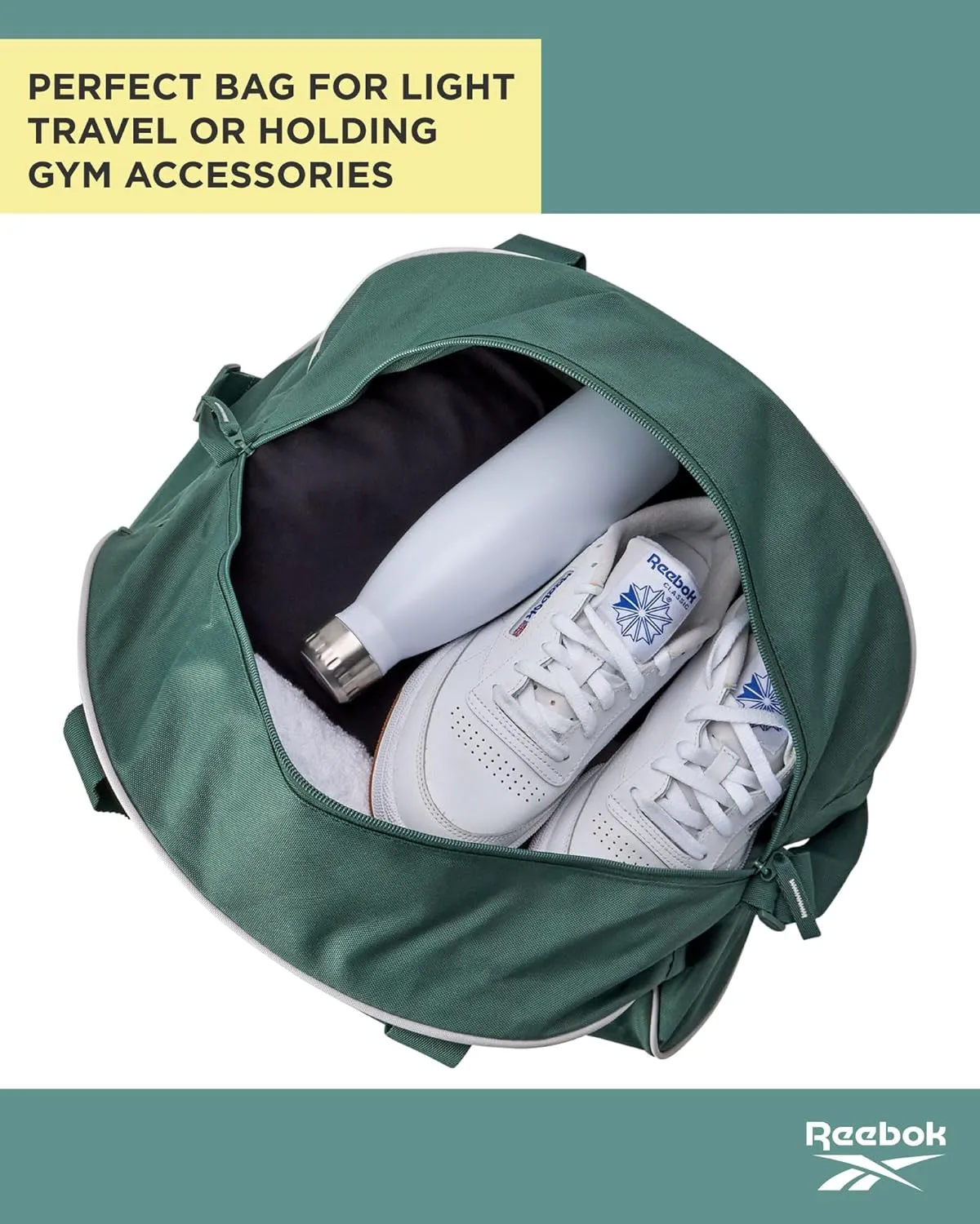 Reebok Duffle Bag - Unisex Lightweight Gym, Sports and Travel Carry On Weekender Bag for Men and Women, Size One Size, Solange Green