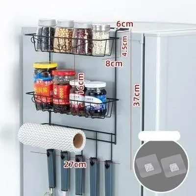 Refrigerator Side Storage Rack - Hanging Organizer for Kitchen Space-saving