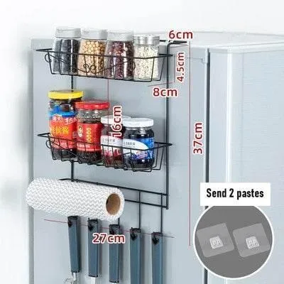 Refrigerator Side Storage Rack - Hanging Organizer for Kitchen Space-saving
