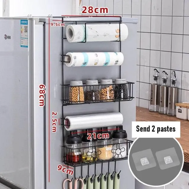 Refrigerator Side Storage Rack - Hanging Organizer for Kitchen Space-saving