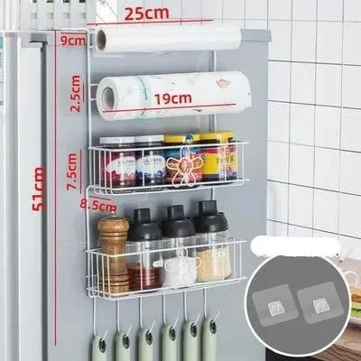Refrigerator Side Storage Rack - Hanging Organizer for Kitchen Space-saving
