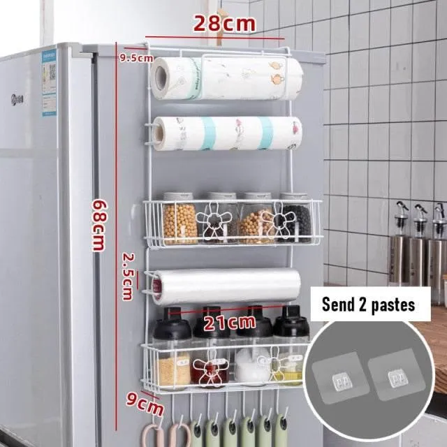 Refrigerator Side Storage Rack - Hanging Organizer for Kitchen Space-saving