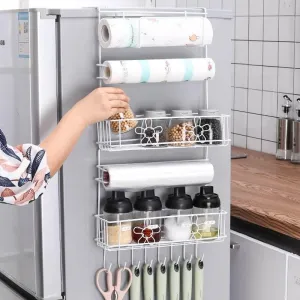 Refrigerator Side Storage Rack - Hanging Organizer for Kitchen Space-saving