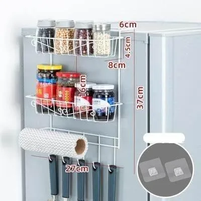 Refrigerator Side Storage Rack - Hanging Organizer for Kitchen Space-saving