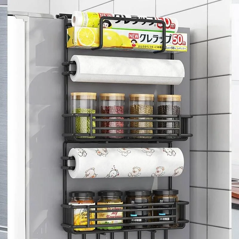 Refrigerator Side Storage Rack - Hanging Organizer for Kitchen Space-saving