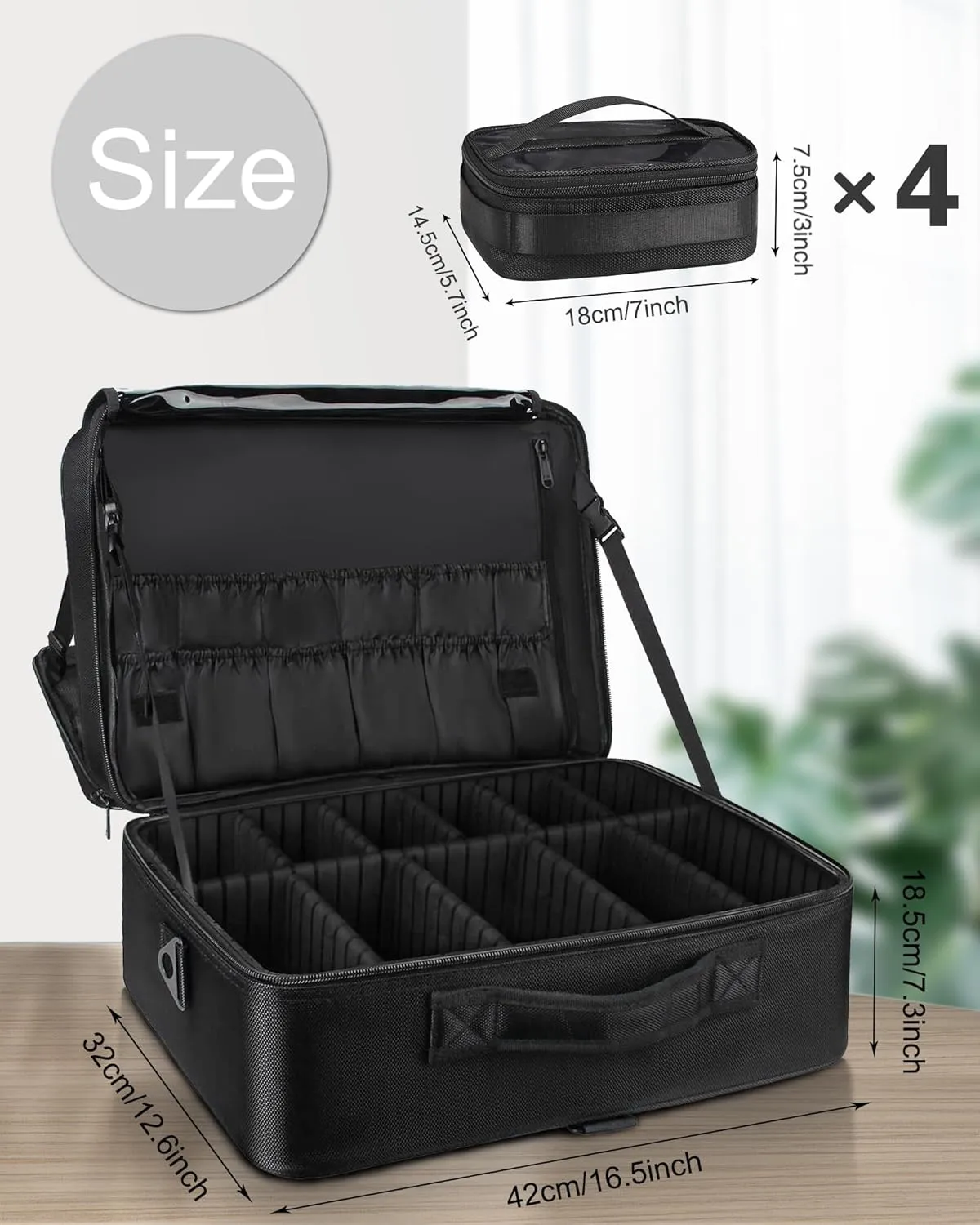 Relavel Extra Large Makeup Case with 4 Pcs Makeup Bags, Professional Makeup Artist Set Portable Nail Organizer Box Art Supply Case with Adjustable Dividers (5 Pack, black)