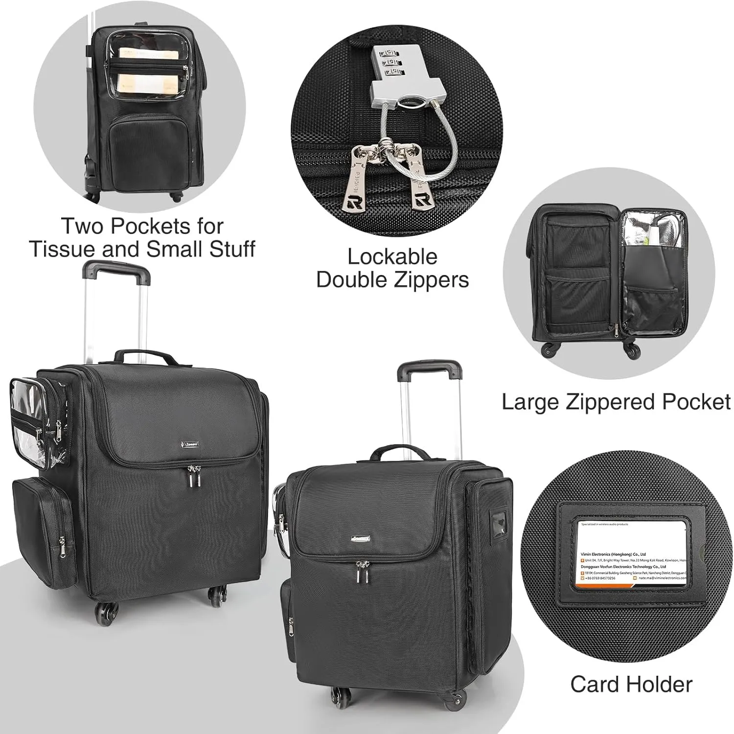 Relavel Rolling Makeup Case Cosmetology Case on Wheels Hair Stylist/Hairdresser Travelling BarberBag with Four 360 Degree Spinner Wheels, Heat Insulation Lining and Adjustable Dividers