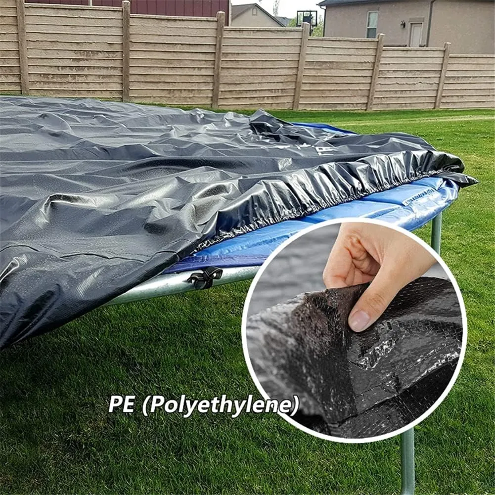 Replacement Trampoline Cover, 6ft 8ft 10ft 12ft 13ft 14ft 16ft Trampoline Dust Rain Cover Trampoline Cover Weather and Rain Protection Trampoline Protector Sheet UV Light, Dust Proof Black