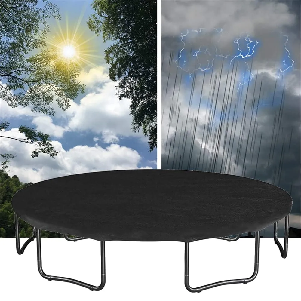 Replacement Trampoline Cover, 6ft 8ft 10ft 12ft 13ft 14ft 16ft Trampoline Dust Rain Cover Trampoline Cover Weather and Rain Protection Trampoline Protector Sheet UV Light, Dust Proof Black