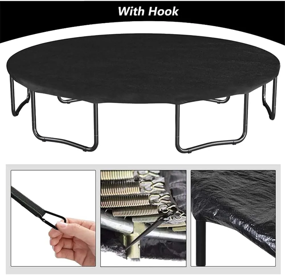 Replacement Trampoline Cover, 6ft 8ft 10ft 12ft 13ft 14ft 16ft Trampoline Dust Rain Cover Trampoline Cover Weather and Rain Protection Trampoline Protector Sheet UV Light, Dust Proof Black