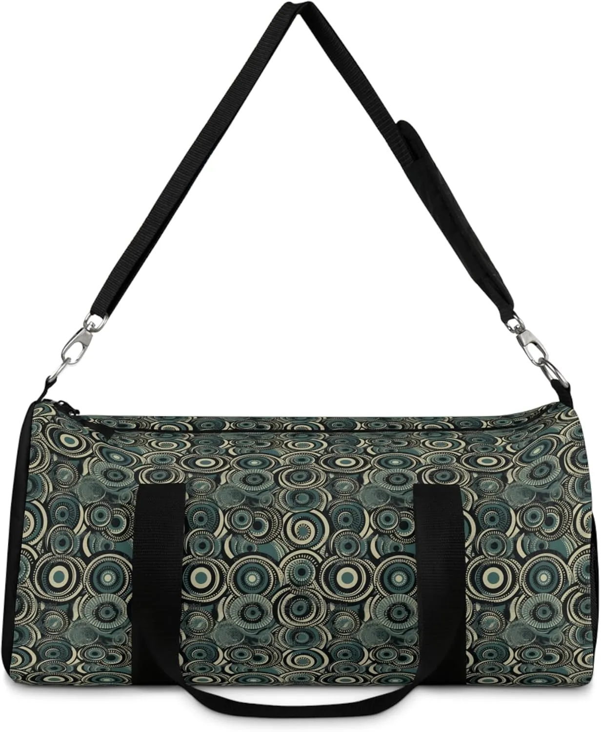 Retro Chic Blue Green Circles Duffle Bag – Gym Bag – Small & Large Sizes for Travel, Gym, or Weekend Use