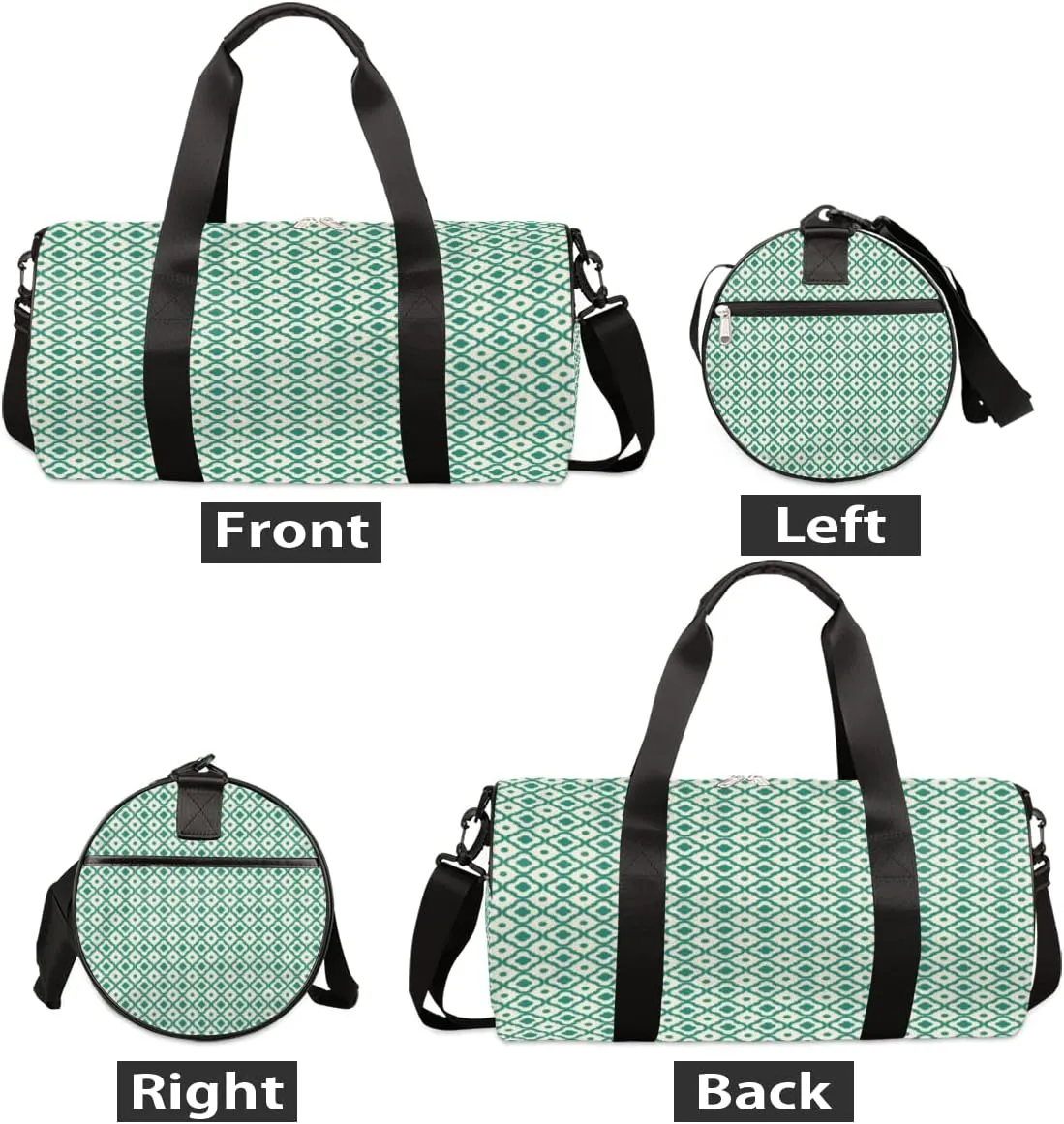 Retro Green Quatrefoil Gym Bag Small Gym Duffel Bags for Men Women Vintage Overnight Weekender Bag Lightweight Sport Duffle Bag Carry On Gymbag